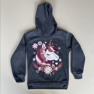 Unicorn Graphic Kids Hoodie - Gray